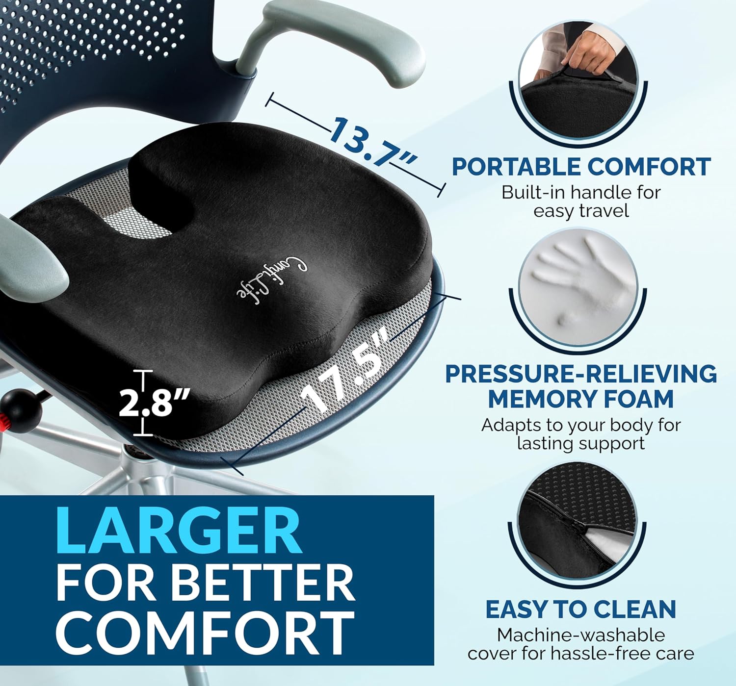 ComfiLife Premium Gel & Memory Foam Seat Cushion - larawan 4